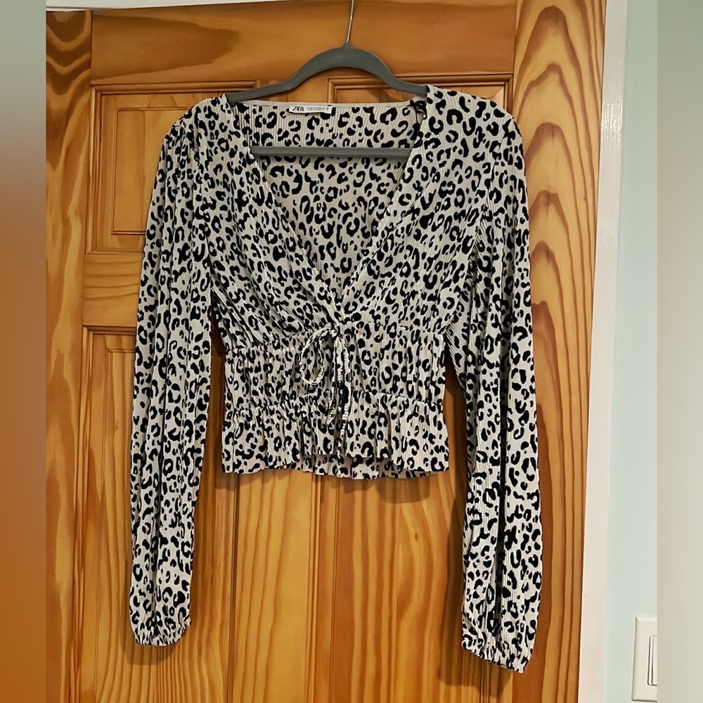 Zara Cheetah Print Peplum Blouse